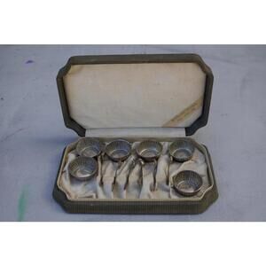 Vintage Sterling Silver Salt Cellars with Spoons Set